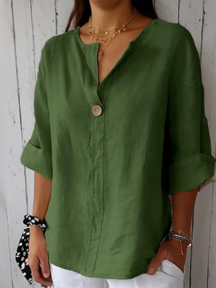 Olive | Relaxed V-Neck Blouse