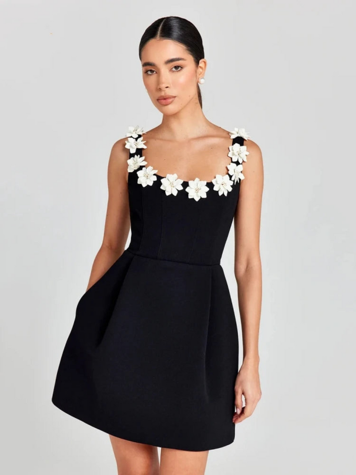 Selena | Floral Appliqué A-Line Dress