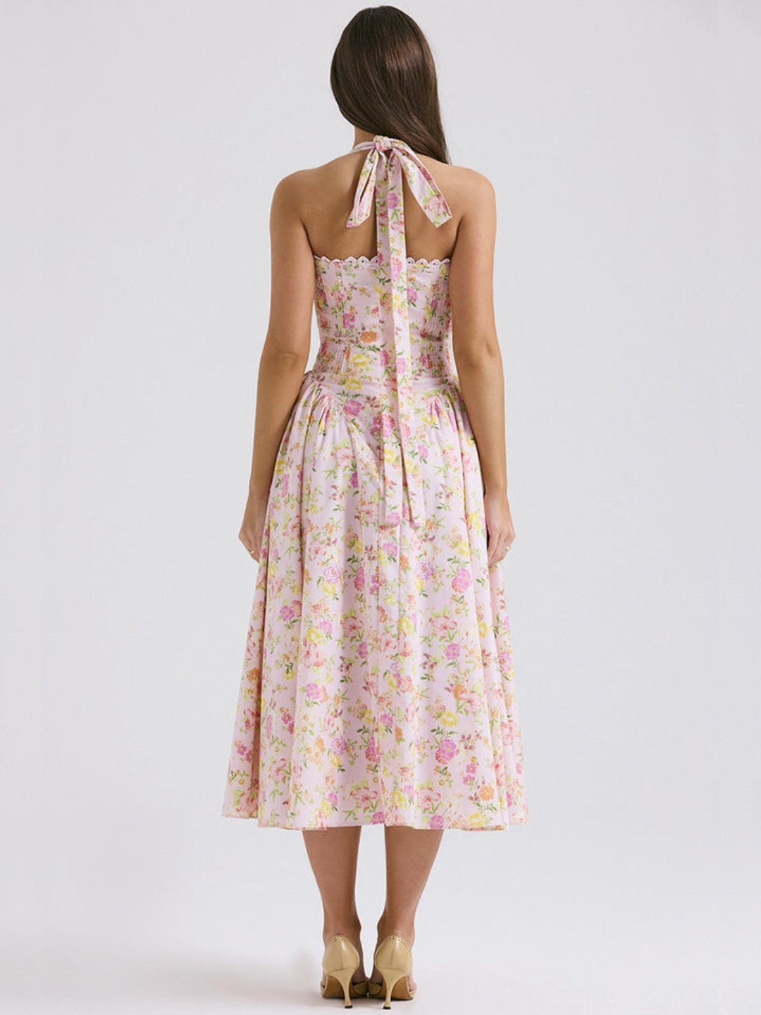 Florence | Floral Halter Backless Dress