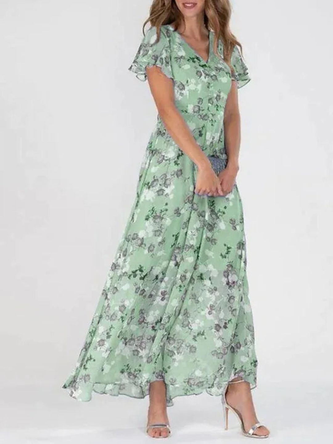 Vivi | Vintage Floral Chiffon Maxi Dress