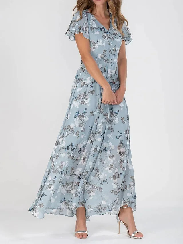 Vivi | Vintage Floral Chiffon Maxi Dress