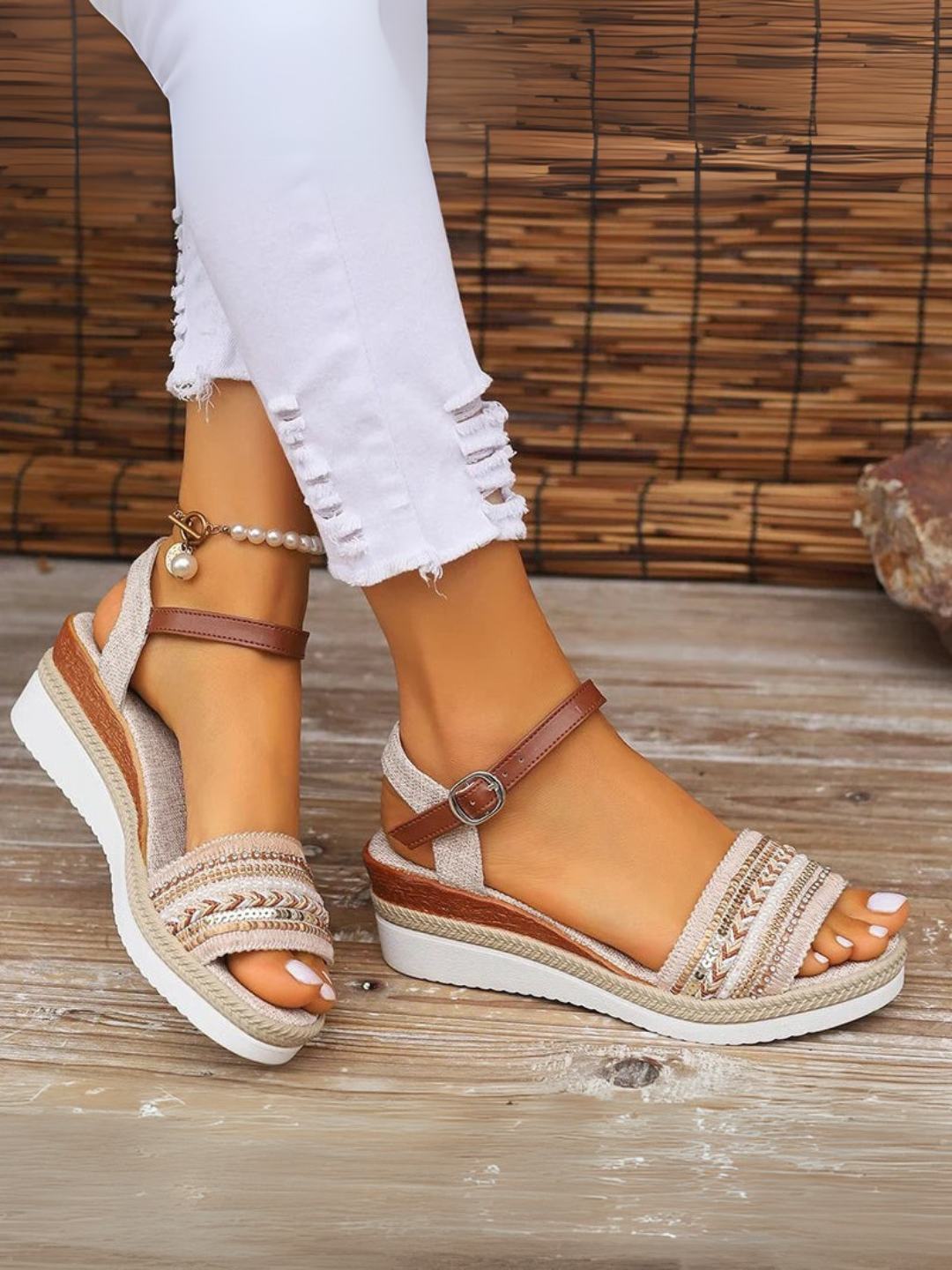 Evie | Braided Non-Slip Wedge Sandals