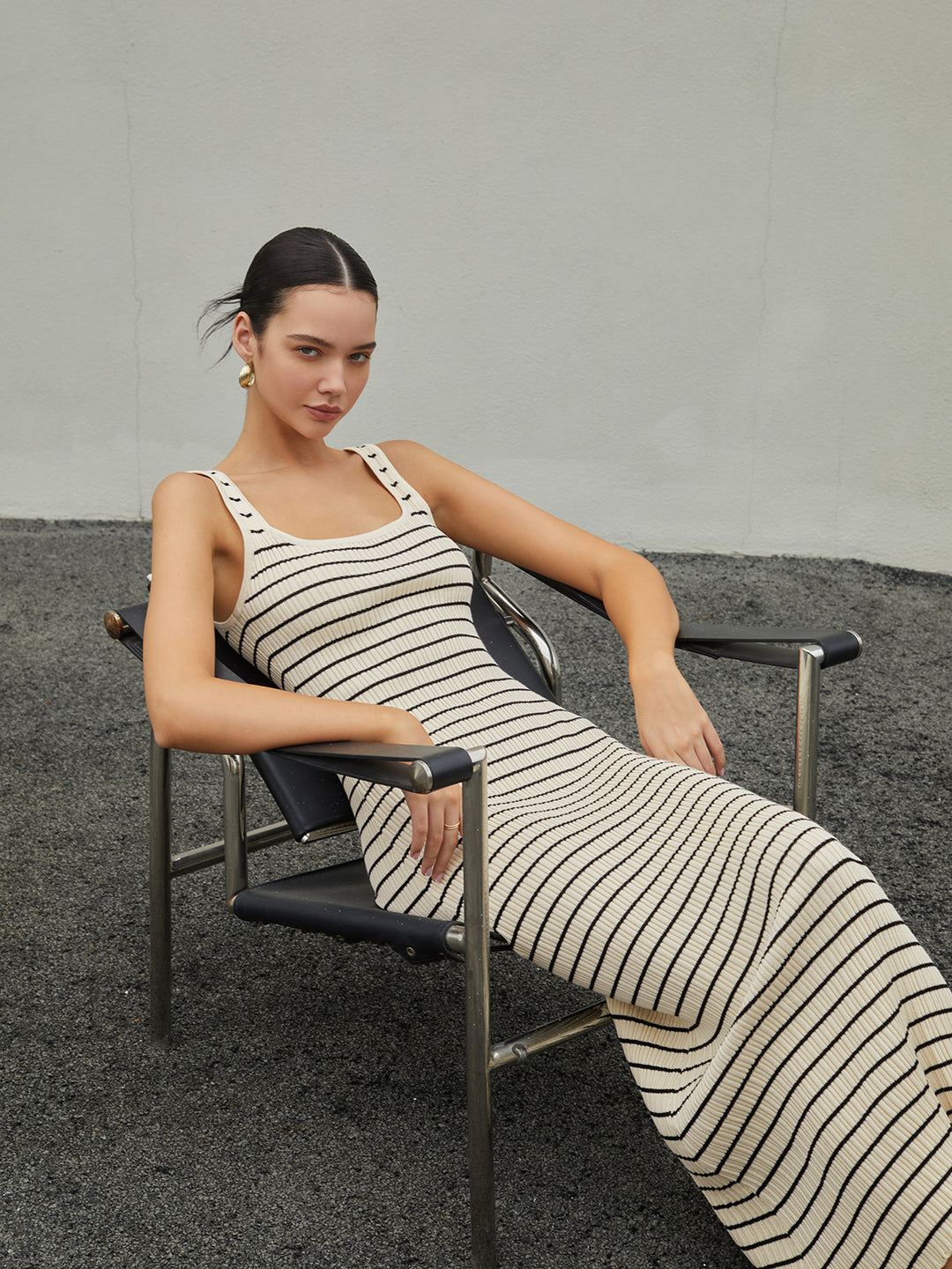 Sofia | Timeless Striped Knit Long Dress