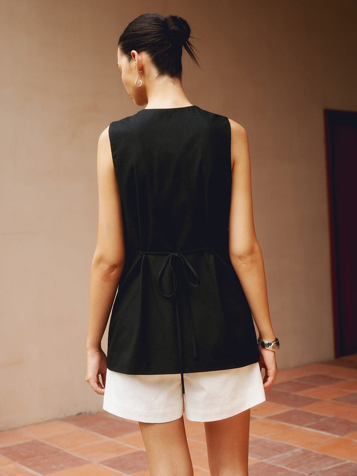 Lena | Cotton & Linen Button-Front Vest