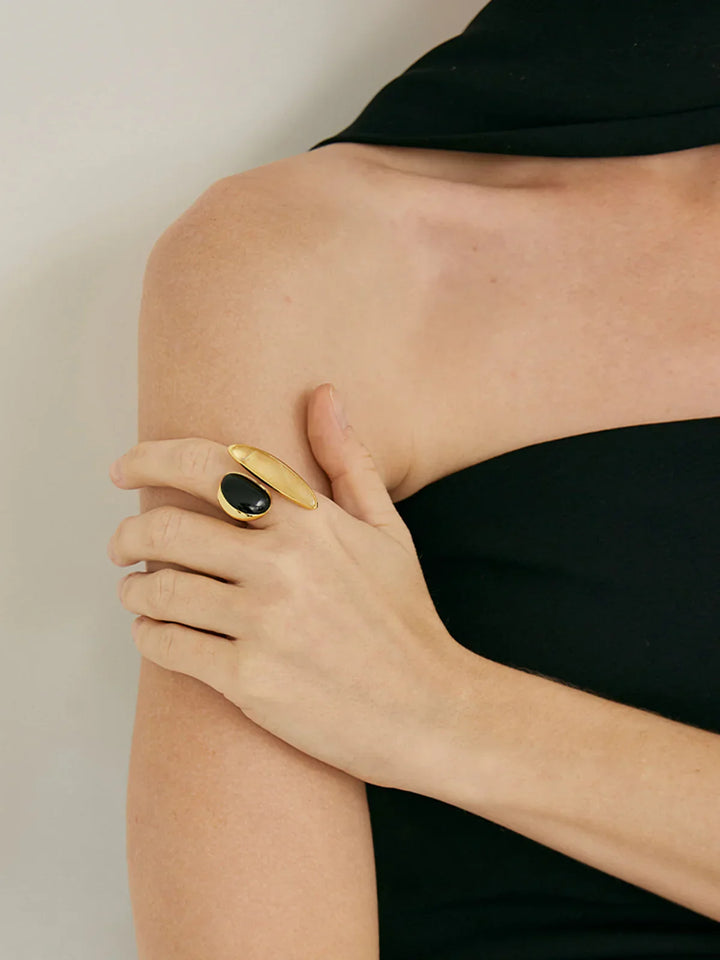 Golden Shimmer Onyx Ring