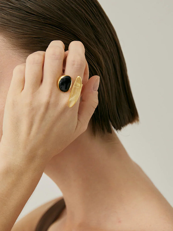 Golden Shimmer Onyx Ring