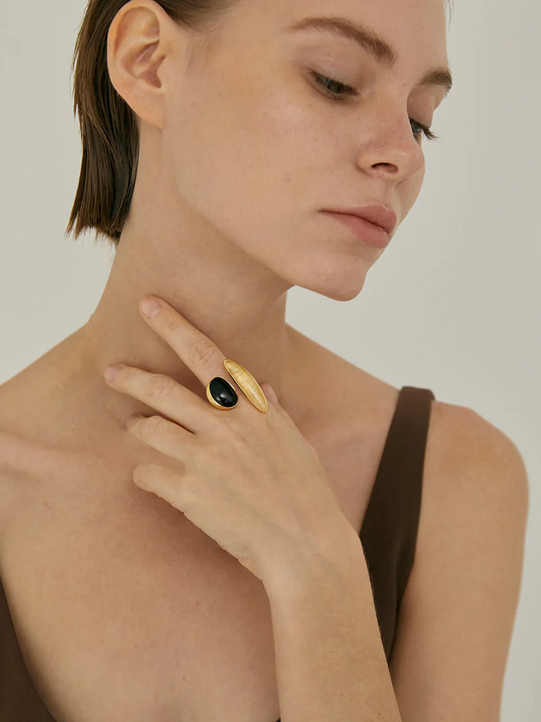 Golden Shimmer Onyx Ring