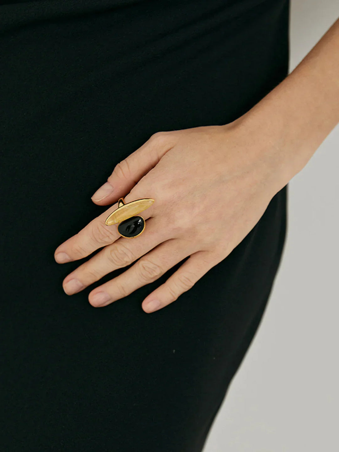 Golden Shimmer Onyx Ring