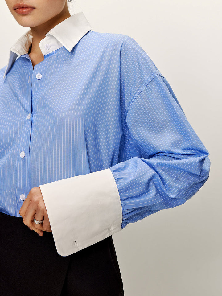 Isabelle | Elegant Pinstripe Lapel Shirt