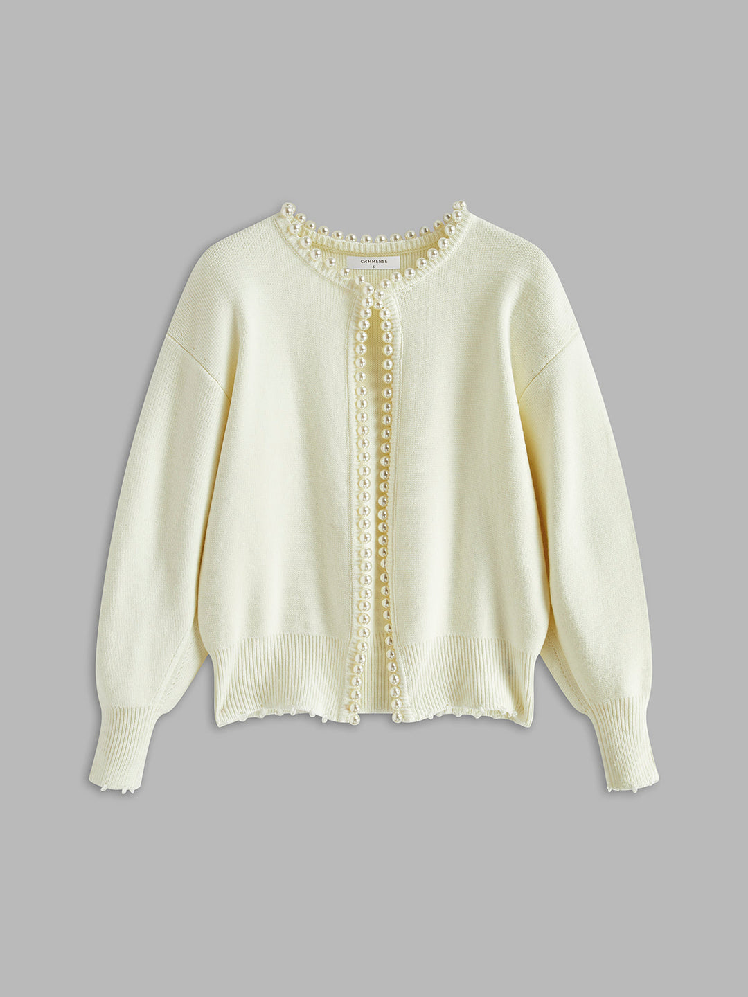 Clara | Pearl-Trimmed Elegance Cardigan