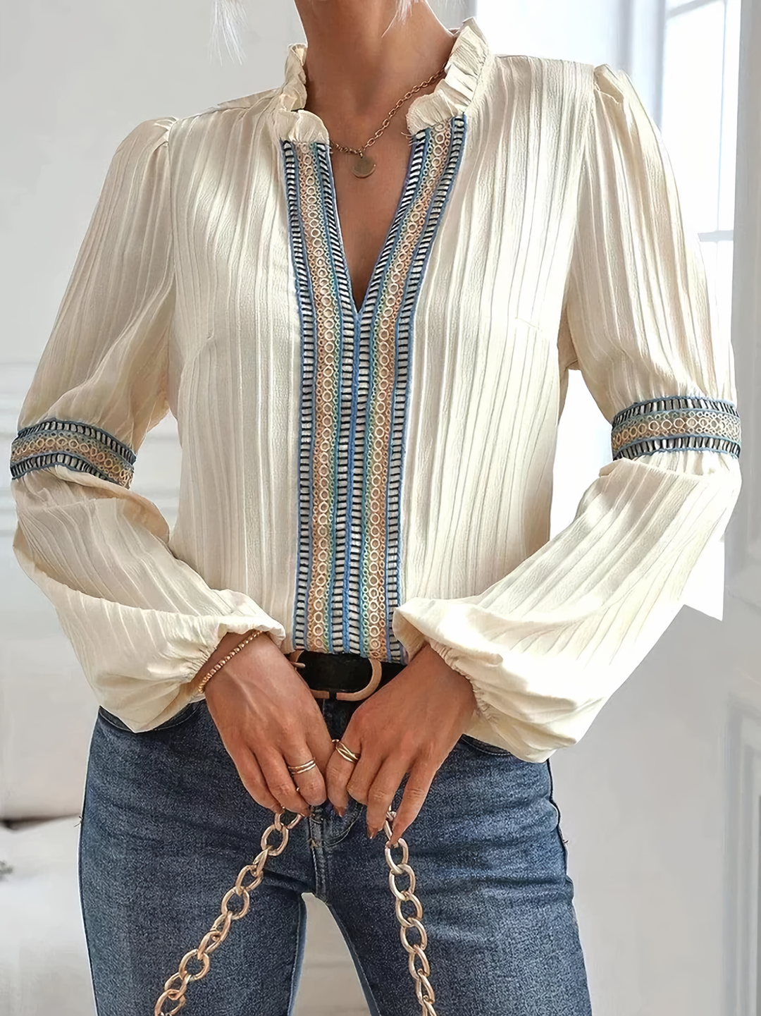 Amelia | Boho Lantern Sleeve Blouse