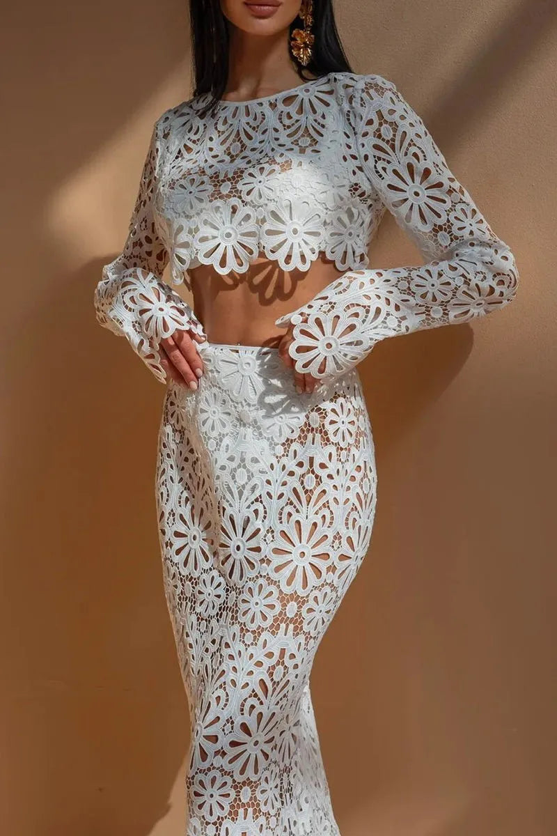 Alessia | Sheer Crochet Two-Piece Set