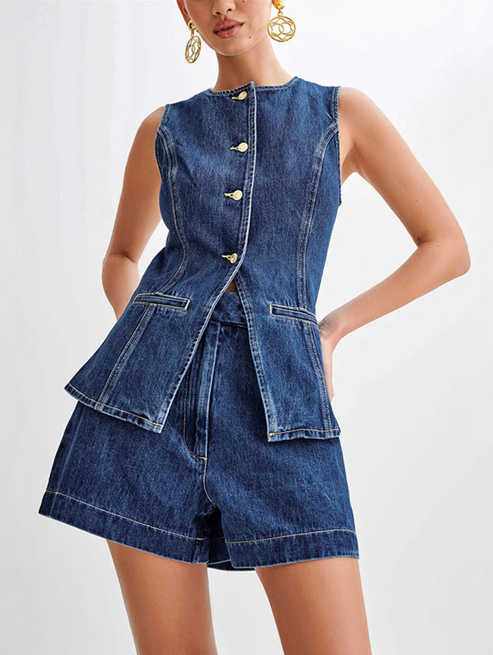 Mila | Denim Elegance Two-Piece Set