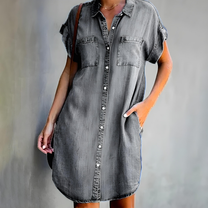 Samantha | Buttoned Denim Midi Dress