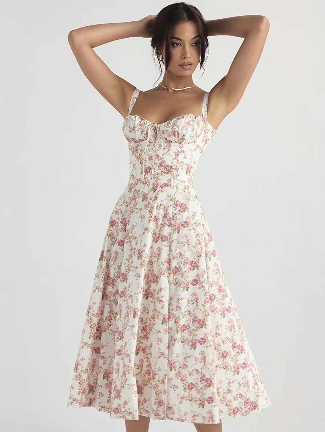 Rose | Floral Elegance Midi Dress