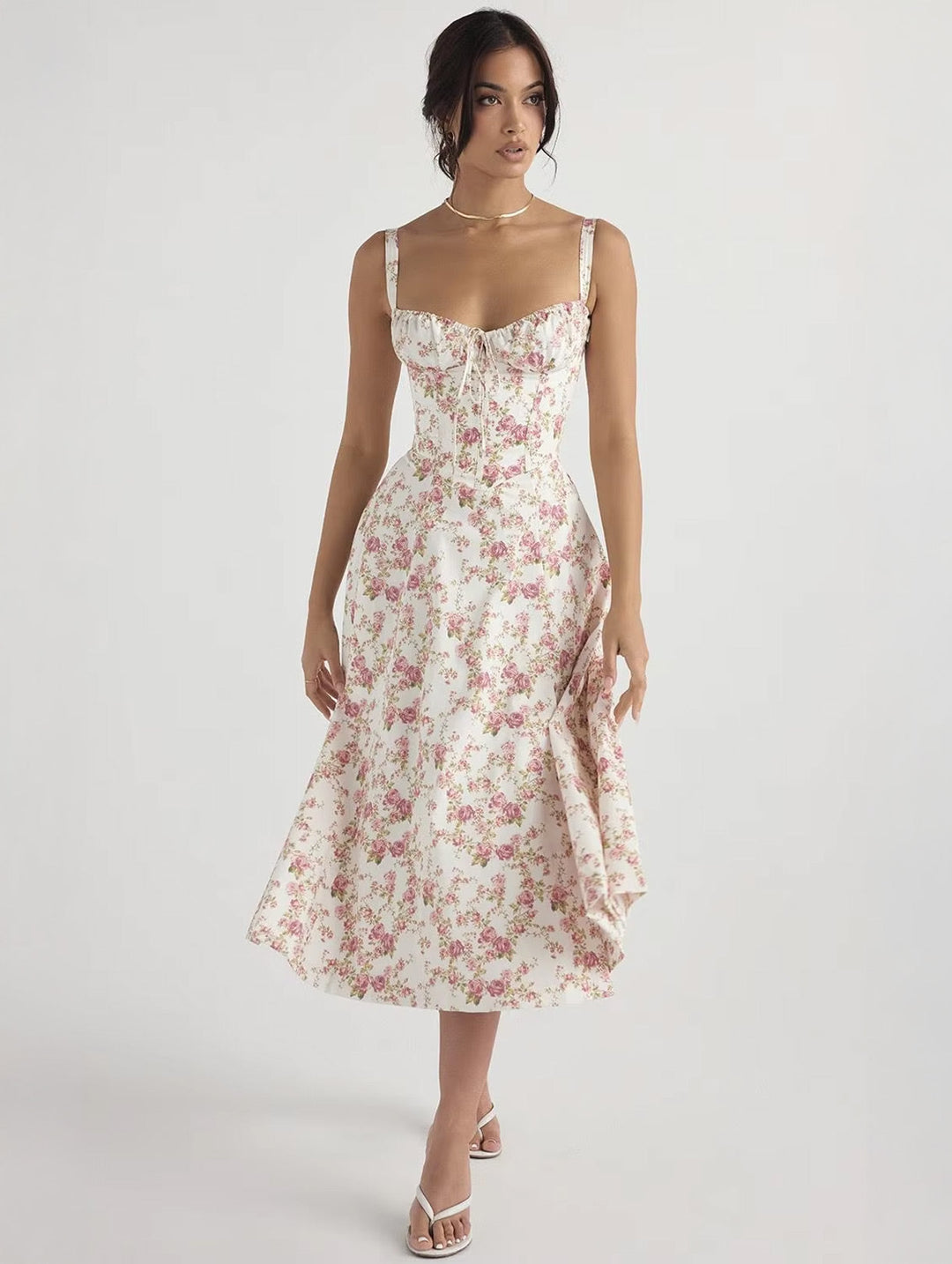 Rose | Floral Elegance Midi Dress