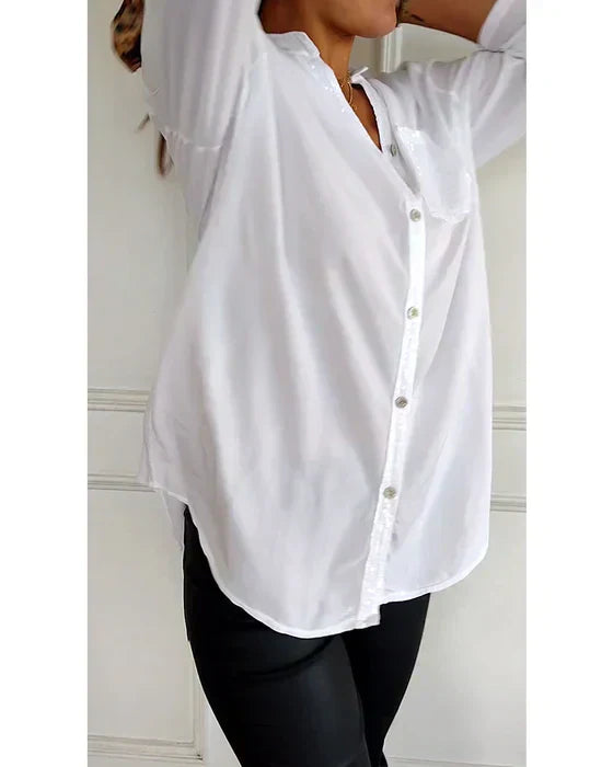 Audrey | Roll-Up Sleeve Button Blouse