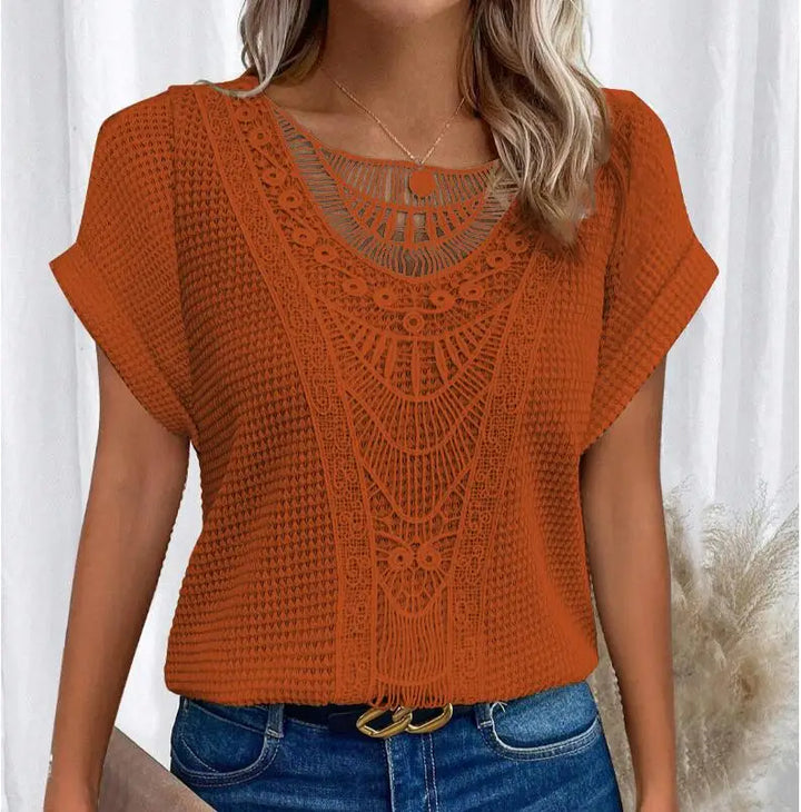 Ruby | Casual Crochet Knit Top